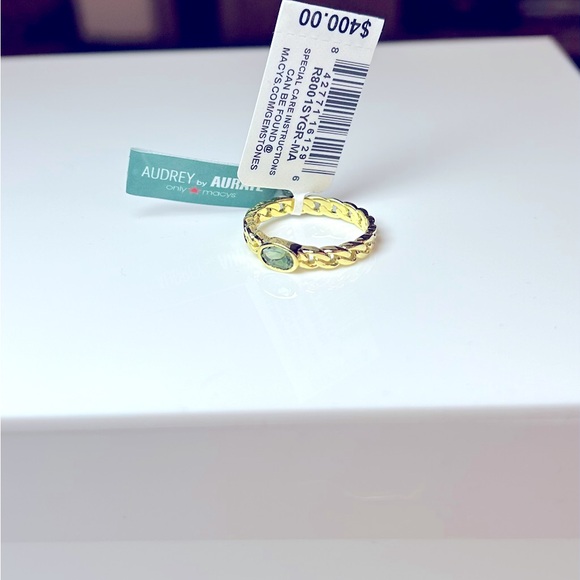 Audrey by Aurate Green Tourmaline Chain Link Ring in Gold Vermeil - Picture 8 of 8